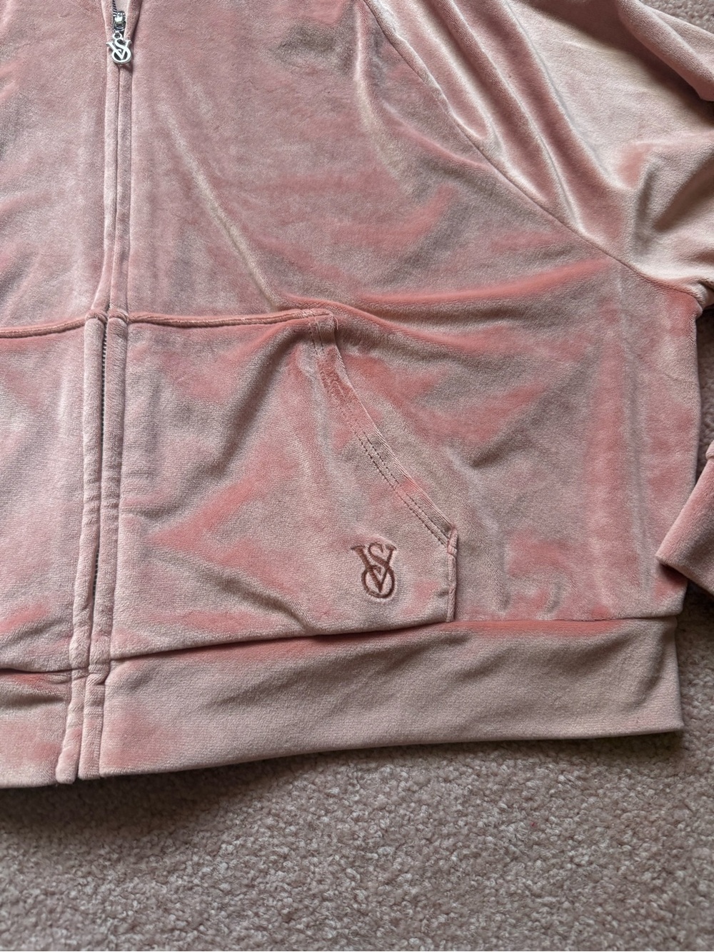 Victoria's Secret Dusty Rose Velour Zip Jacket